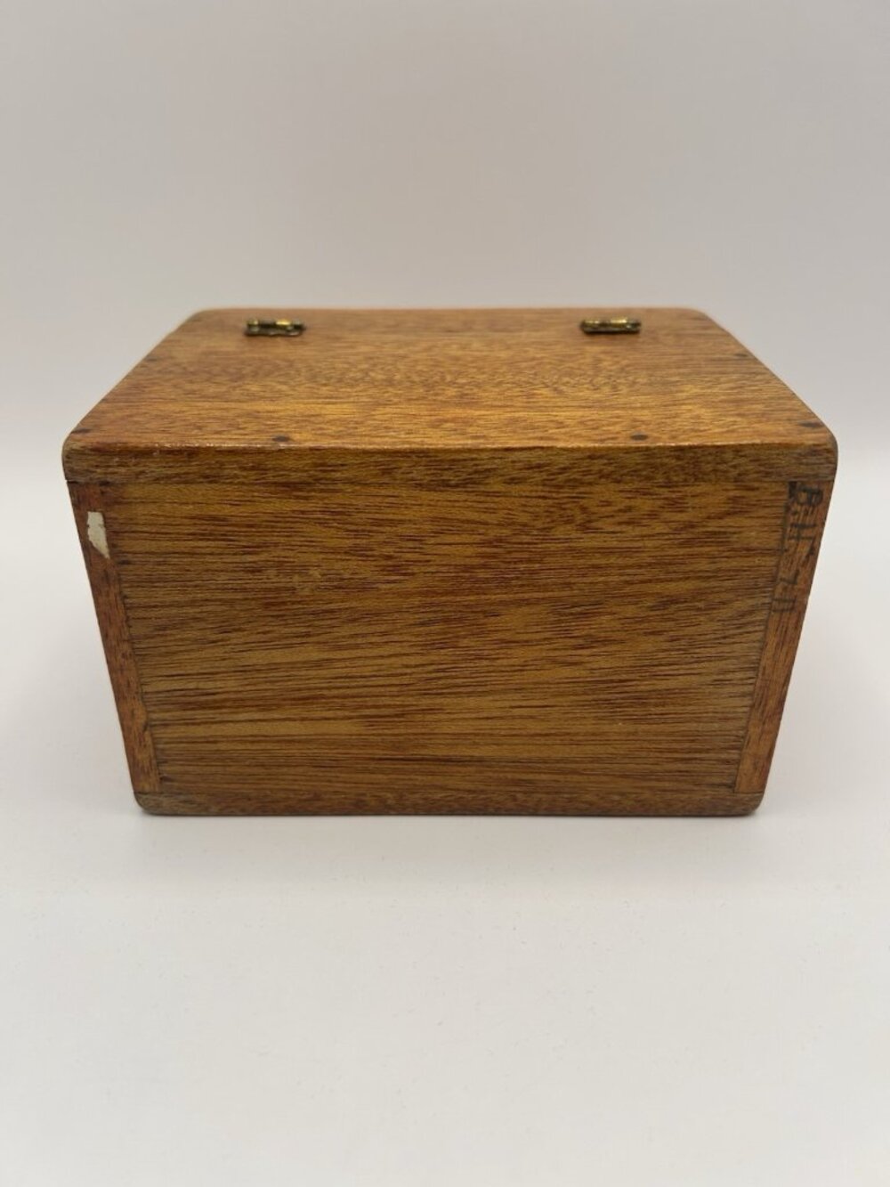 Vintage Wooden Recipe Box Red Felt Lined Hinged Lid Mid Century Kitchen - Picture 8 of 11